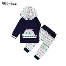 Mikrdoo baby boy clothing set fashion geometry cotton long-sleeved hooded T U8T2