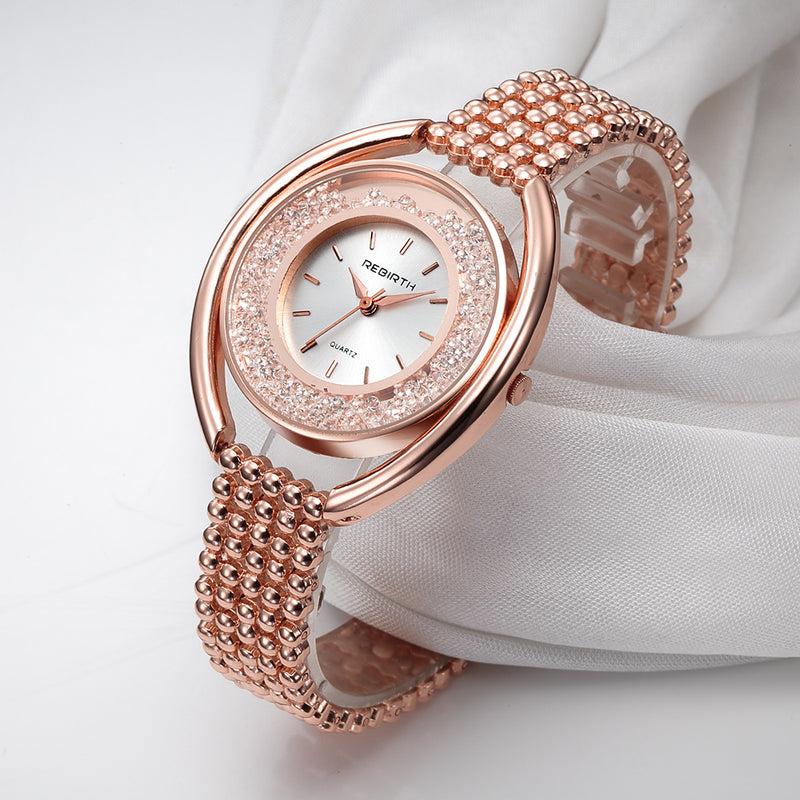 REBIRTH RE079 Fashion Women Quartz Watch Ladies Luxury Diamond Steel Strap Bracelet Watch