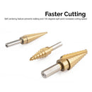 Titanium Step Drill Bit Set High Speed Steel | 3-Piece Set | Total 28 Sizes S9P9