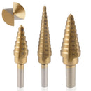 Titanium Step Drill Bit Set High Speed Steel | 3-Piece Set | Total 28 Sizes S9P9