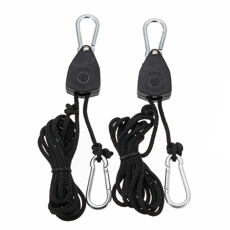 2pcs 1/8 Inch Rope Ratchet Lifters Reflector Grow Light Hangers Zinc Alloy Hook Plastic Pulley 2m