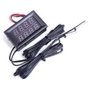 Dual Red LED Digital Display Thermometer Waterproof Temperature Sensor 0.56