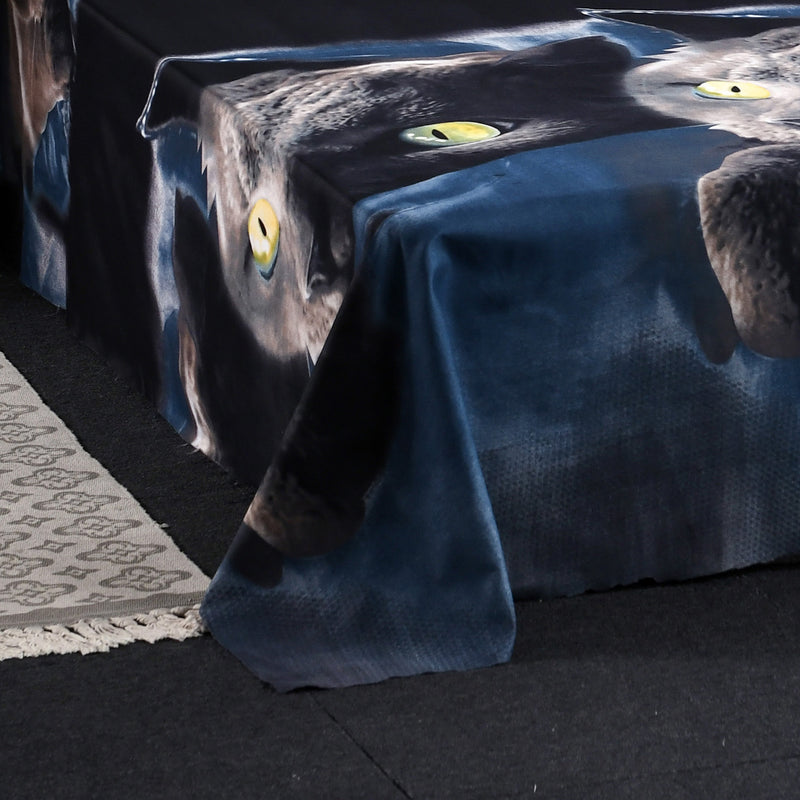 3 PCS Bedding Sets 3D Animal Black Cat Printing Quilt Cover Pillowcase For Full Size
