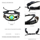 National Flags Charm Bracelet Bangles Leather Braided Rope Bracelet Beads W D5X2
