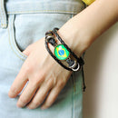 National Flags Charm Bracelet Bangles Leather Braided Rope Bracelet Beads W D5X2