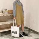 Ladies Canvas Tote Bag Handmade Shopping School Travel Women Folding Should T2E6
