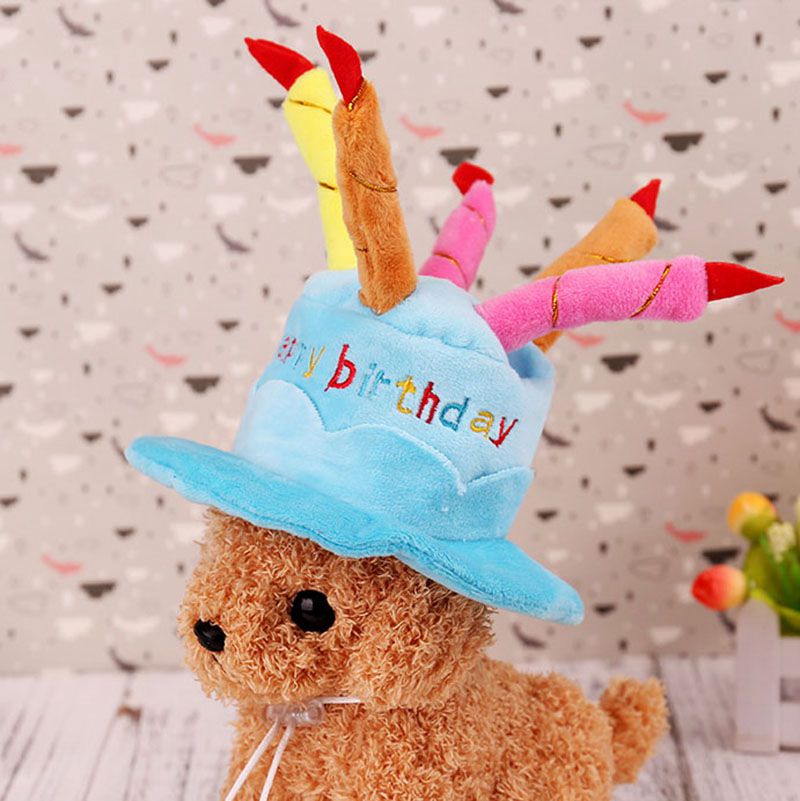Dogs Pet Dog Birthday Caps Hat with Cake Candles Design Birthday Party Cost A5M3