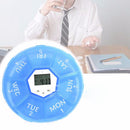Weekly Digital Timer Round 7 Days LED Pill Box Case Alarm Clock Reminder Me C9J6