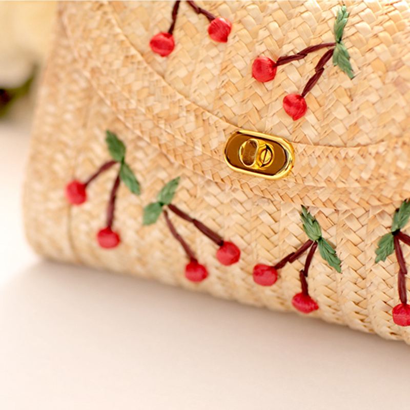 Weave Embroidery Cherry Chain Women Messenger Bags Bohemian Style Mini Wome O1T9