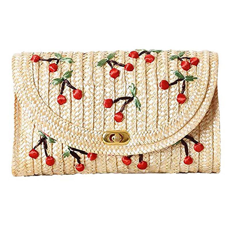 Weave Embroidery Cherry Chain Women Messenger Bags Bohemian Style Mini Wome O1T9