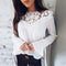 Women Casual Patchwork Lace Blouses Shirt Women Top Fashion Flare Sleeve Pu P2K5