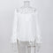 Women Casual Patchwork Lace Blouses Shirt Women Top Fashion Flare Sleeve Pu P2K5