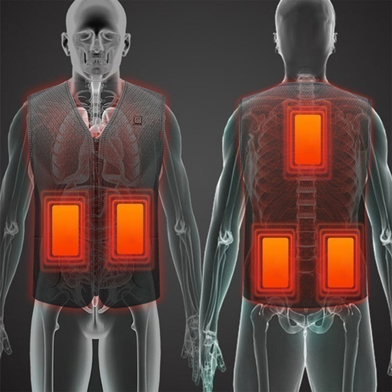 Electric Waistcoat Heated Cloth Jacket USB Thermal Warm Heated Coats Pad Body Warmer Gray