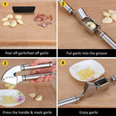Stainless Steel Garlic Press and Peeler Set, with Silicone Tube Roller & Br