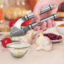 Stainless Steel Garlic Press and Peeler Set, with Silicone Tube Roller & Br