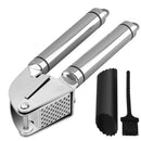 Stainless Steel Garlic Press and Peeler Set, with Silicone Tube Roller & Br