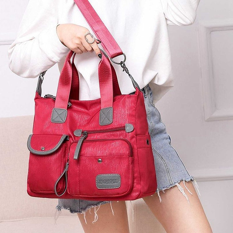 red New Ladies Fashion Waterproof Oxford Tote Bag Casual Nylon Shoulder Bag K4V9