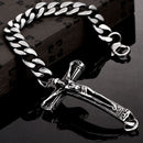 Men's Stainless Steel Jesus Crucifix Cross Curb Link Bracelet Chain 8 inch  U1T7