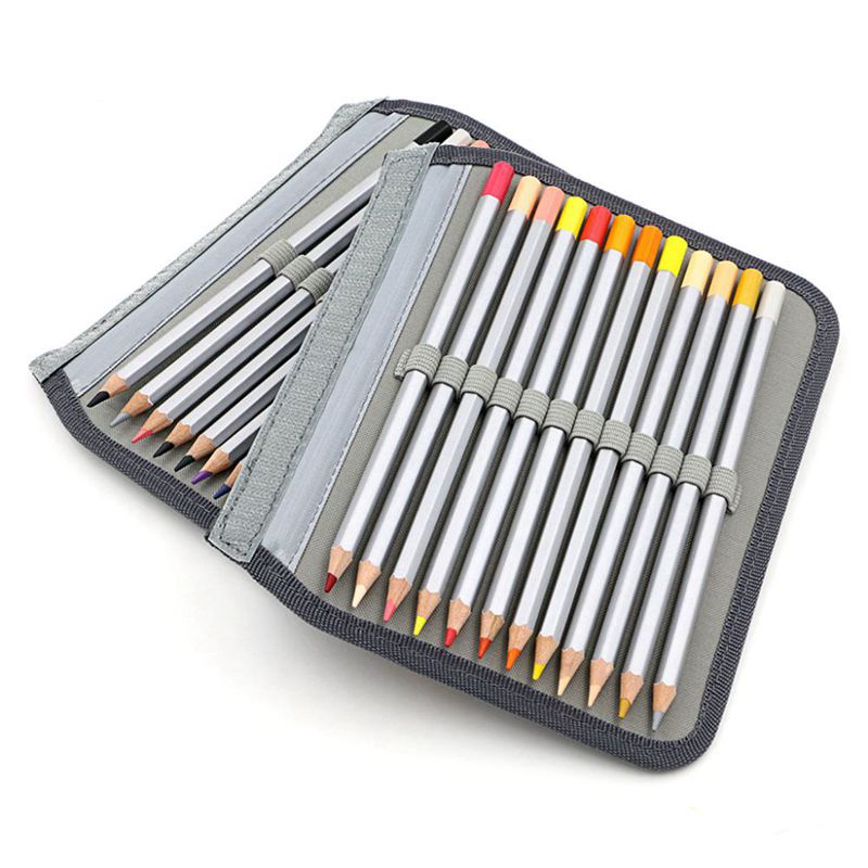 72 Holder Pen Colored Pencil Case School Multi-functional High Capacity Zip E6B4