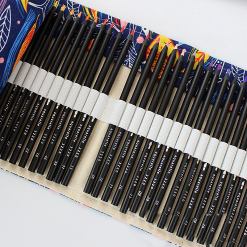 Colored Fish Canvas School Pencil Case 72 Holes Roll Pencil Case Large Pen  Q5C4