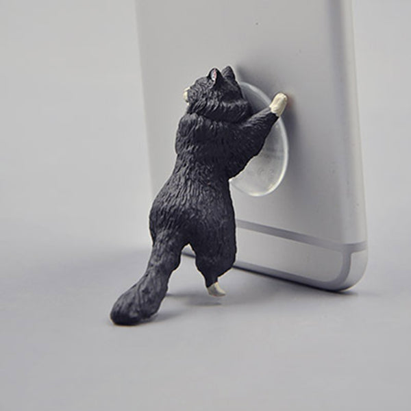 Simulation Cat Animal Design Mobile Phone Holder Smartphone Stand Yellow H3E7