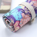 Maple Leaf Canvas School Pencil Case 48 Holes Roll Pencilcase Large Pen Bag