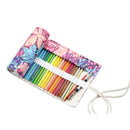 Maple Leaf Canvas School Pencil Case 48 Holes Roll Pencilcase Large Pen Bag