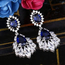 Elegant Chandelier Cubic Zirconia Long Big Crystal Bridal Drop Earring For  D6I3