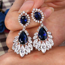 Elegant Chandelier Cubic Zirconia Long Big Crystal Bridal Drop Earring For  D6I3