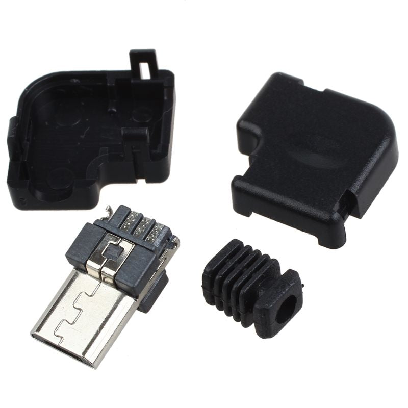 Right Angle Micro-USB 5 P Port Male Plug Socket Connector With Plastic Cove Y7P3