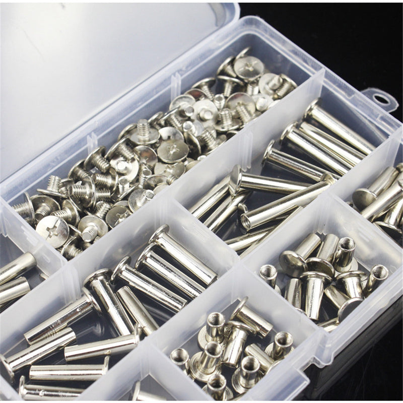 90 Sets M5 6-30mm Nickel Plating Phillips Chicago Binding Posts Stud Screws Rivet Button Bookbinding