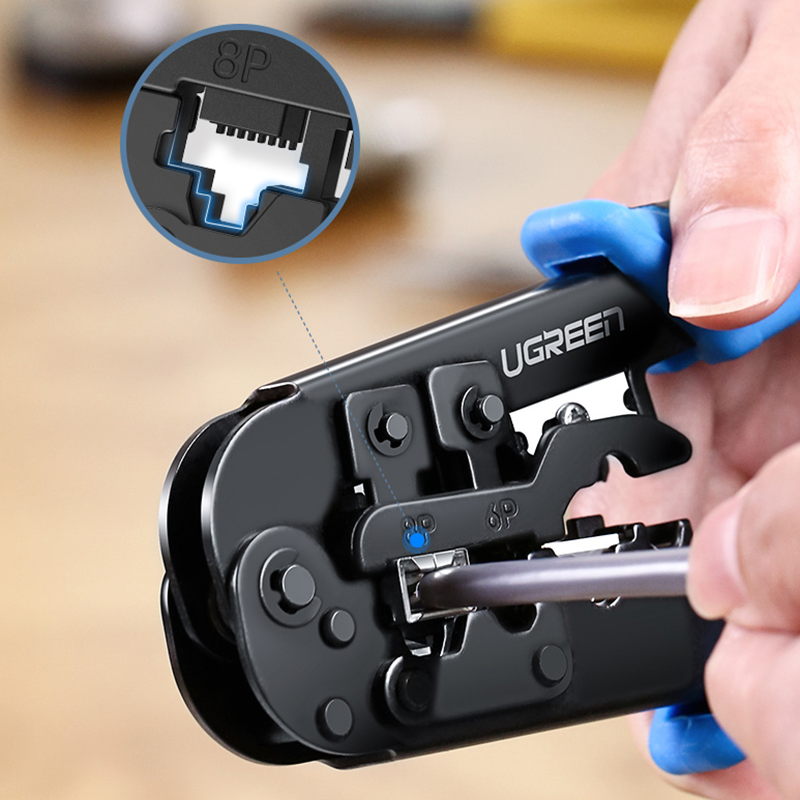 UGREEN ZJ307 RJ45 Cat6 Cat7 4/6/8P Crimper Plier Multi-function Cable Clamp Stripper Pressing Trimming Cable Clamp Plier