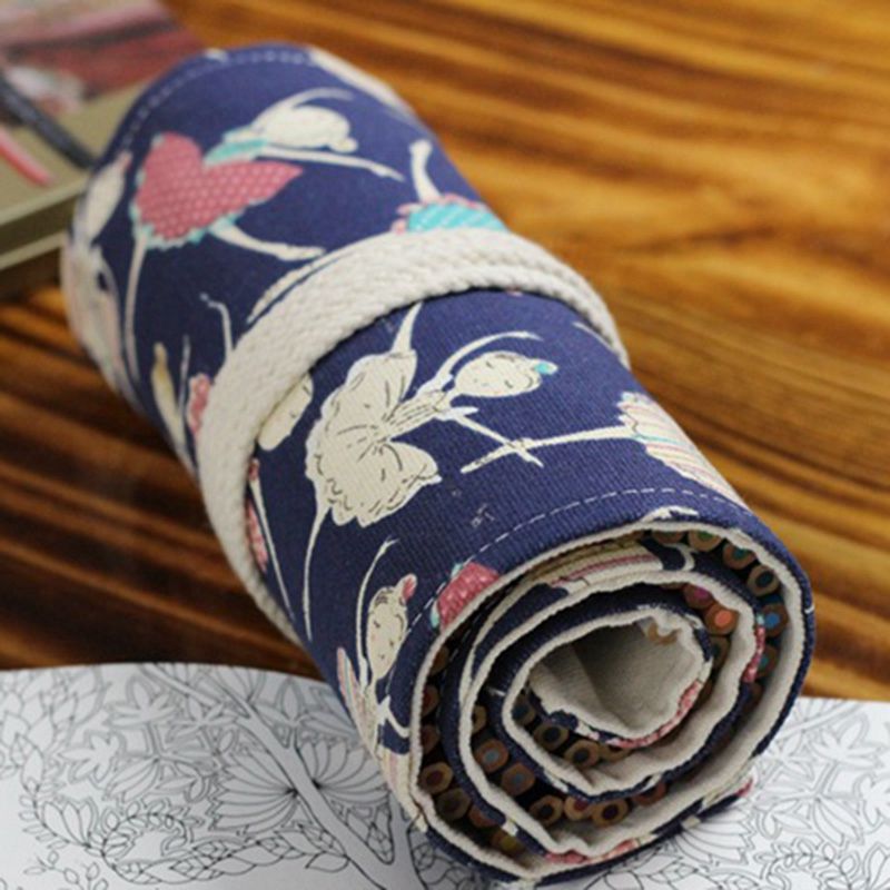 Pencil Case School Canvas Roll Pouch Makeup Comestic Brush Pen Storage danc S6D6