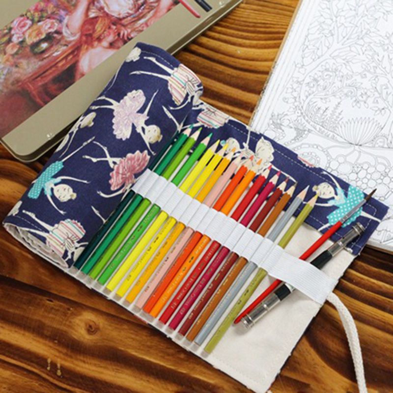 Pencil Case School Canvas Roll Pouch Makeup Comestic Brush Pen Storage danc S6D6