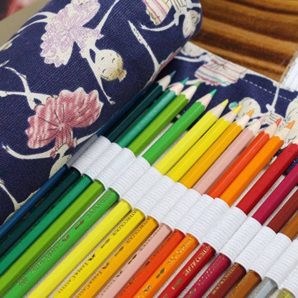 Pencil Case School Canvas Roll Pouch Makeup Comestic Brush Pen Storage danc S6D6