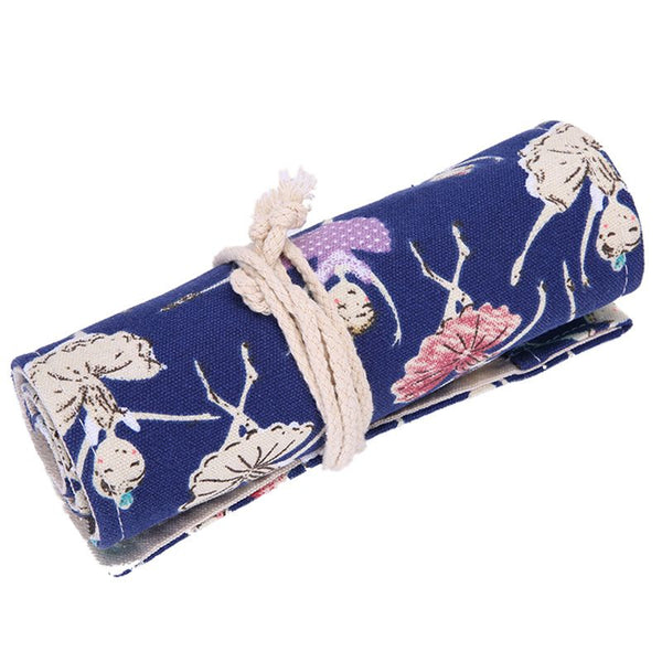 Pencil Case School Canvas Roll Pouch Makeup Comestic Brush Pen Storage danc S6D6