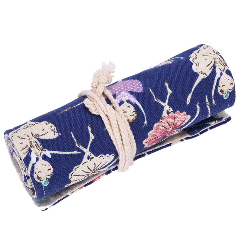 Pencil Case School Canvas Roll Pouch Makeup Comestic Brush Pen Storage danc S6D6