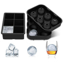 Ice Square Trays (Set of 2) Black Silicone 6 Giant Ice Ball Square Maker Us F7G6