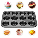 Heavy duty carbon steel cupcake baking tray,12 mini cup cupcake shaped cake