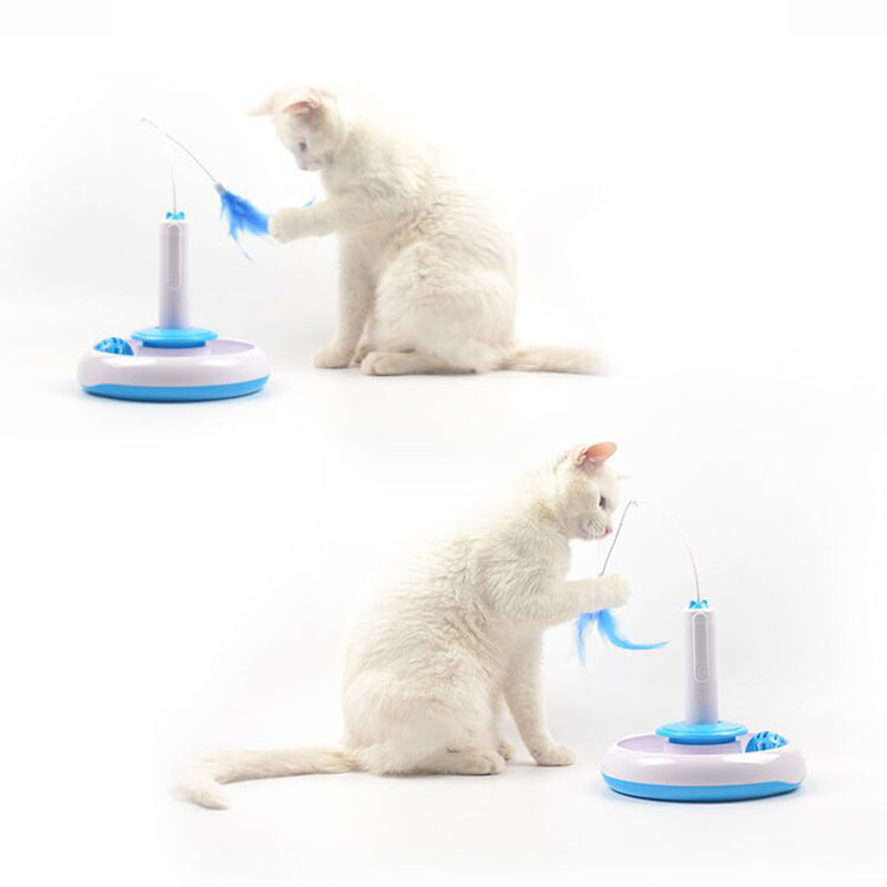 Cat Interactive Toys Electric Rotate Feather Toys Spinning Teaser Wand Moti