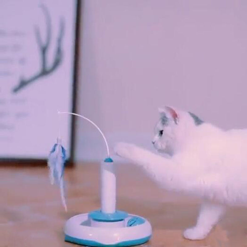 Cat Interactive Toys Electric Rotate Feather Toys Spinning Teaser Wand Moti