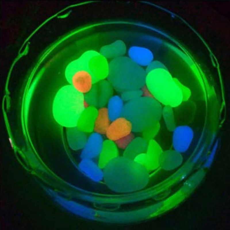 100Pcs Glow in the Dark Pebbles Artificial Stone Walkway Aquarium Fish Tank