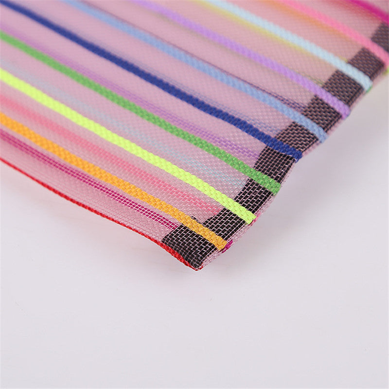 Mesh Zipper Pouch Set Rainbow Striped in 5 sizes B4/A4/B5/A5/B6 Travel Bags for Travel Bags Office Supplies Pencil Case
