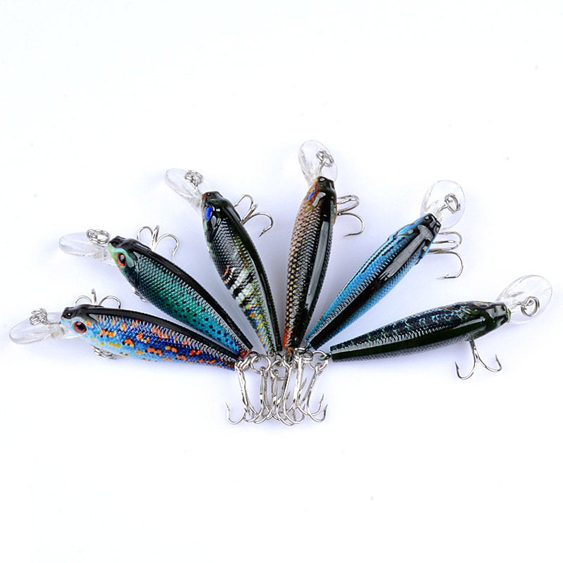 ZANLURE 6PCS 6.5cm 5g Minnow Fishing Lure Bass Hard Bait Plastic Artificia Bait With Fishing Hooks