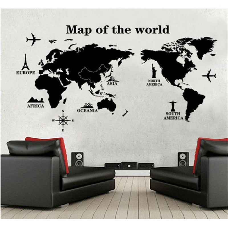 Removable Poster Letter World Map 3D Art Decor Vinyl Wall Sticker Living Room Office Decorations