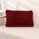 Folding Double Sided Inflatable Pillow Suede Fabric Cushion Camping Home Bedding Decor