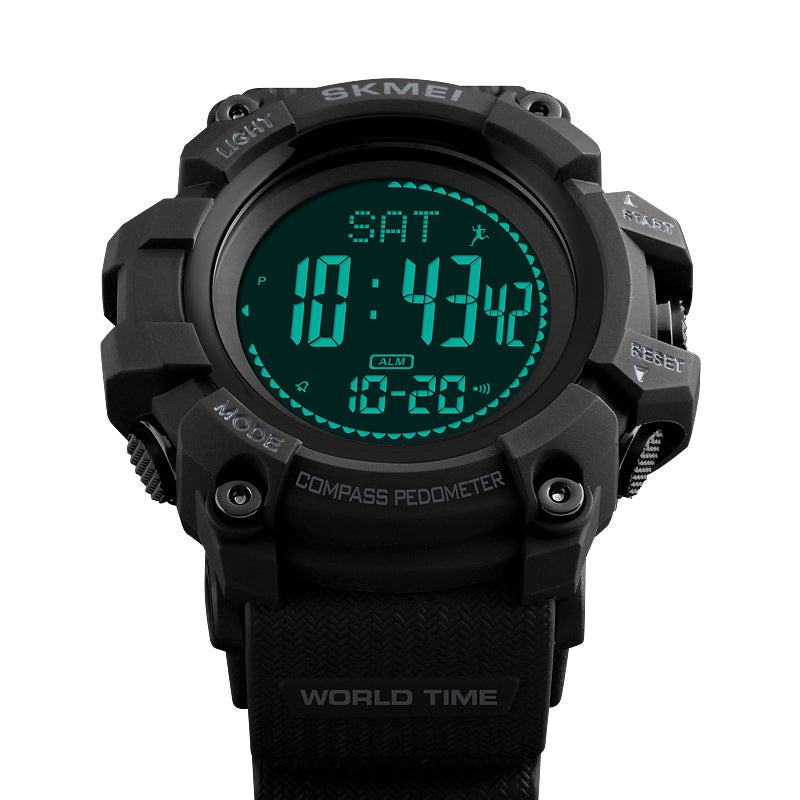 SKMEI 1356 Compass Pedometer Calorie Sport Watch Chronograph World Time Stopwatch Digital Watch