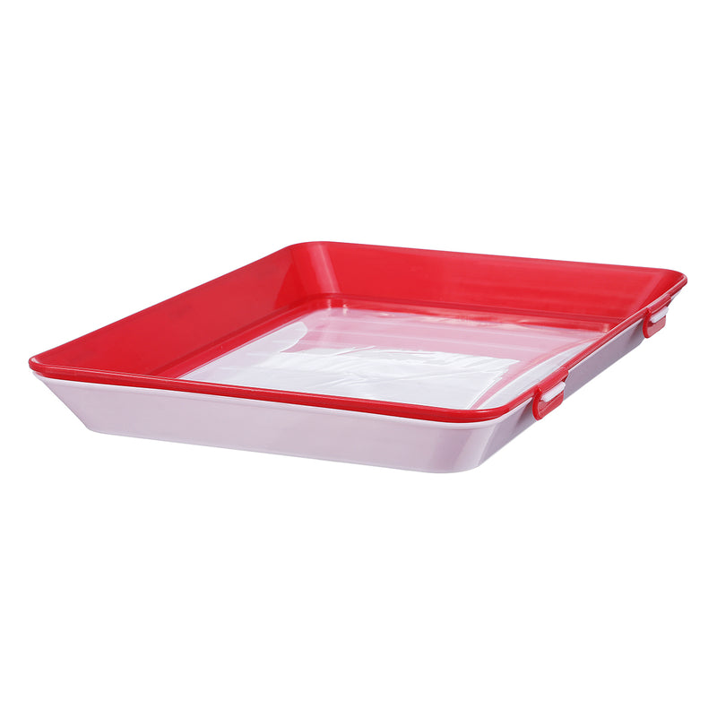 Creative Stackable Food Preservation Tray Reusable Vacuum Preservation Tray Cover w/ Elastic Lid for Vegetable Fruit w/ 2 Dish Towels