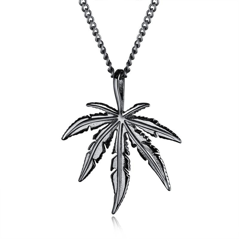 Creative Tree Hemp Maple Leaf Pendant Titanium Steel Male Necklace