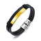 Double Black Stainless Steel Men's Leather Bracelet